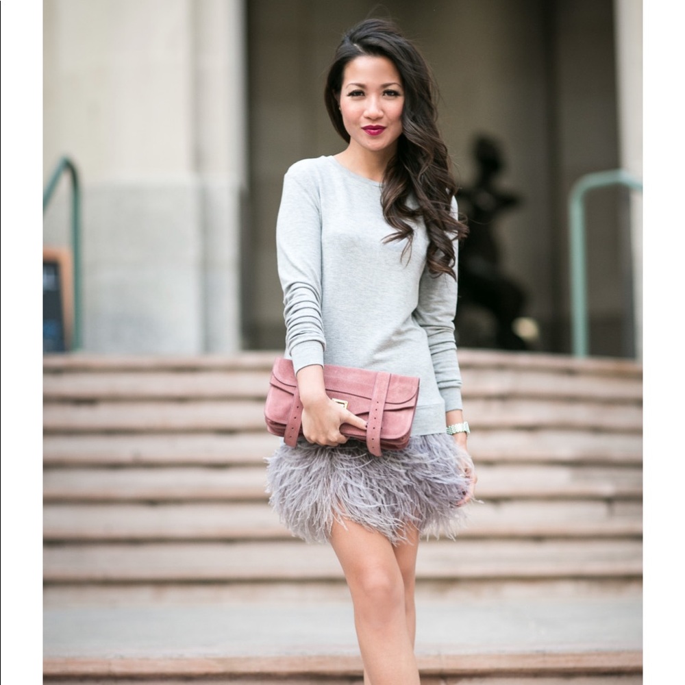 Haute Hippie grey feather dress